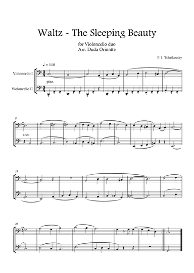 Waltz - The Sleeping Beauty (CELLO DUO ) TCHAIKOVSKY - beginner - Disney