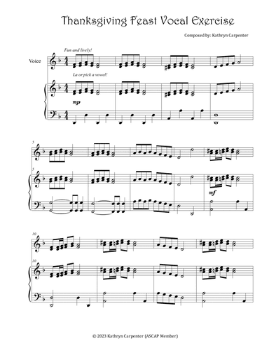 Thanksgiving Feast Vocal Exercise