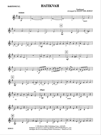 Hatikvah: Baritone T.C.