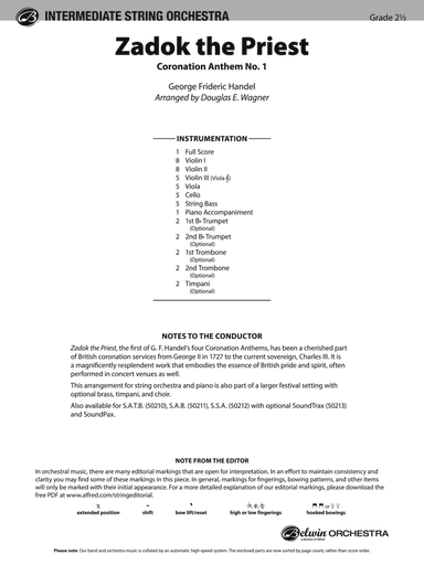 Zadok the Priest: Score