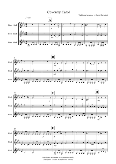 Coventry Carol for Horn Trio