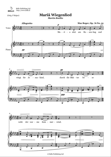 Maria Wiegenlied, Op. 76 No. 52 (D-flat Major)