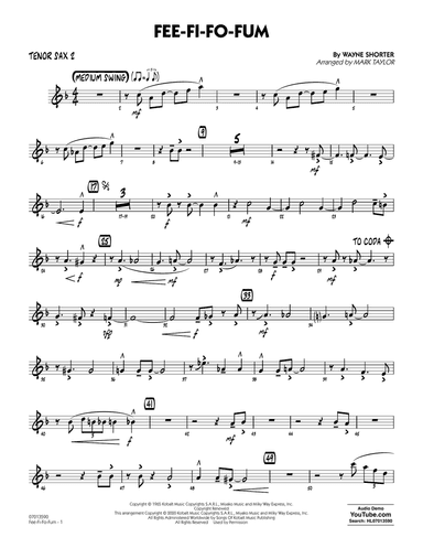 Fee-Fi-Fo-Fum (arr. Mark Taylor) - Tenor Sax 2