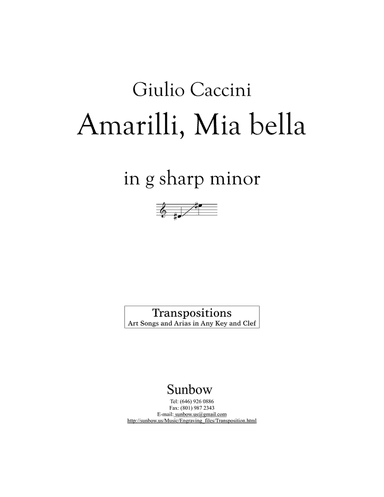 Caccini: Amarilli, mia bella (transposed to a flat minor)