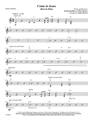 Come to Jesus (Rest in Him) - Master Rhythm Chart