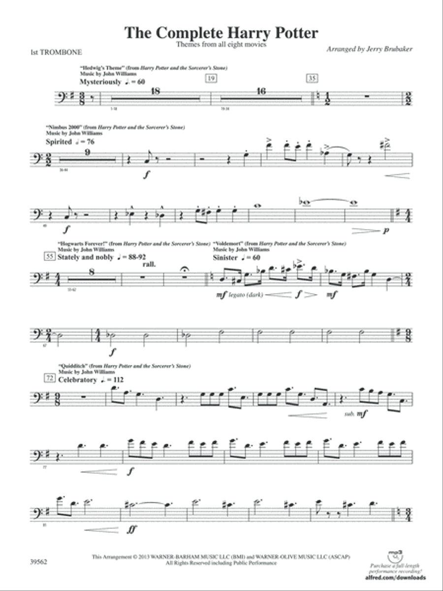 The Complete Harry Potter: 1st Trombone
