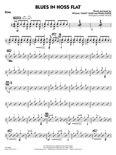 Blues in Hoss Flat (Blues in Frankie's Flat) (arr. Mark Taylor) - Drums