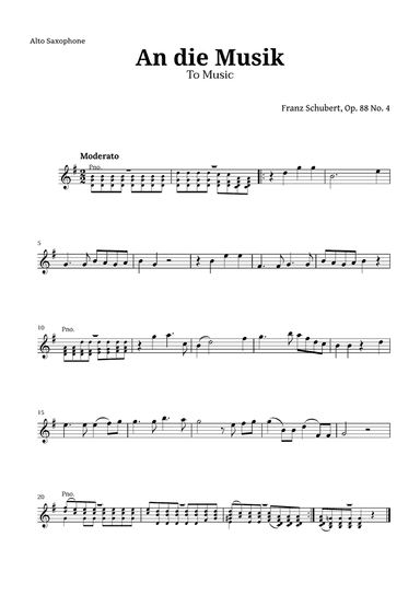 An die Musik (To Music) by for Alto Sax