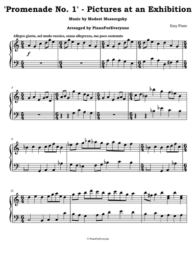 'Promenade' from Pictures at an Exhibition - Mussorgsky (Easy Piano)