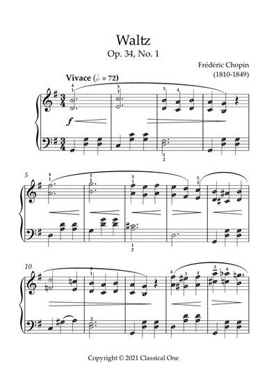 Chopin - Waltz op.34, no.1(With Note name)