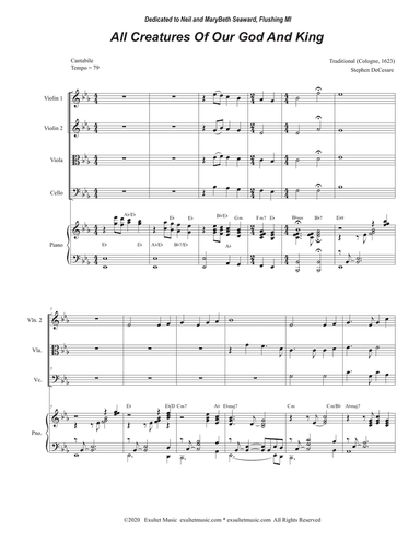 All Creatures Of Our God And King (for String Quartet and Piano)