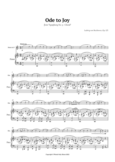 Ode to Joy by Beethoven for French Horn and Piano