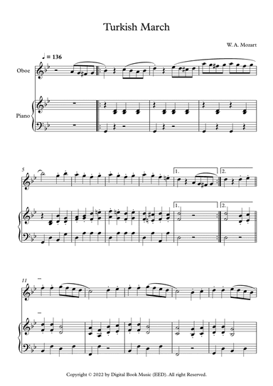 Turkish March - Wolfgang Amadeus Mozart (Oboe + Piano)