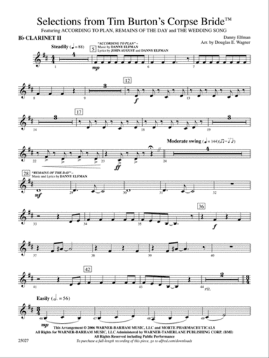 Corpse Bride, Selections from Tim Burton's: 2nd B-flat Clarinet