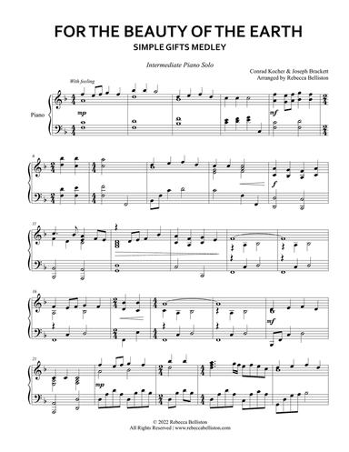 For the Beauty of the Earth/Simple Gifts (Intermediate Piano Solo)