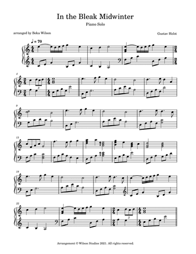 In the Bleak Midwinter--piano solo