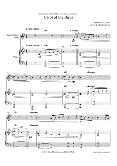 Carol of the Birds - Bass Clarinet and Piano
