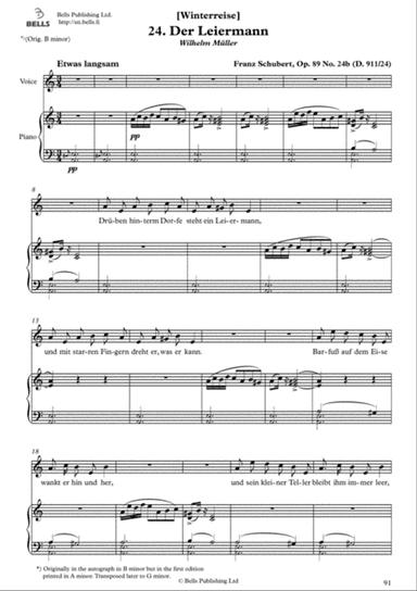 Der Leiermann, Op. 89 No. 24 (Original key. A minor)