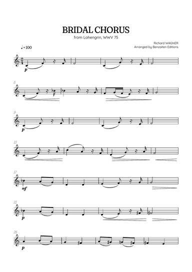 Wagner • Here Comes the Bride (Bridal Chorus) from Lohengrin | french horn sheet music
