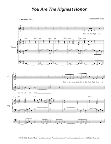 You Are The Highest Honor (Unison choir)