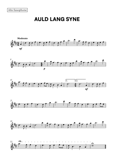 Auld Lang Syne (for Alto Sax)