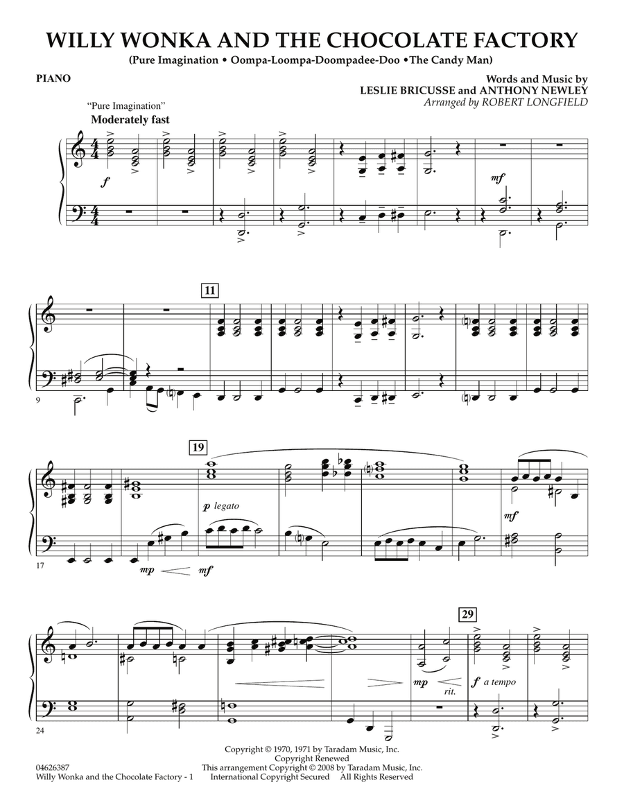 Willy Wonka And The Chocolate Factory (Medley) - Piano