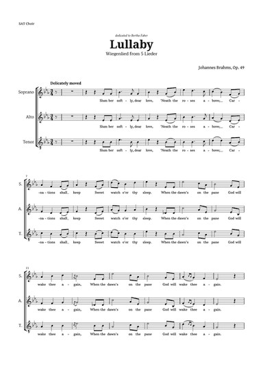 Lullaby by Brahms for SAT Choir