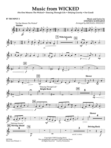 Music from Wicked (arr. Michael Sweeney) - Bb Trumpet 2