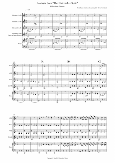 Waltz of the Flowers (Fantasia from Nutcracker) for Clarinet Quartet