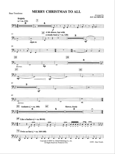 Merry Christmas to All (A Medley of Carols): 4th Trombone