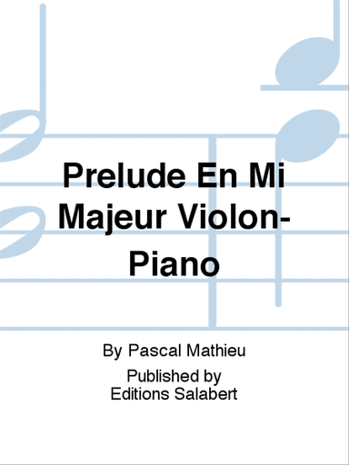 Prelude En Mi Majeur Violon-Piano