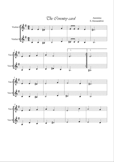 The Coventry carol. 2 violins