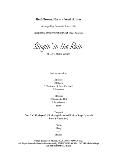Singin' In The Rain - Score Only