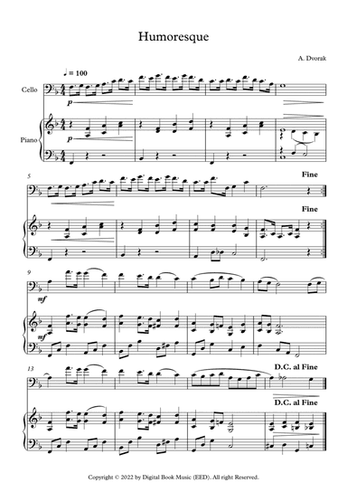 Humoresque - Antonin Dvorak (Cello + Piano)