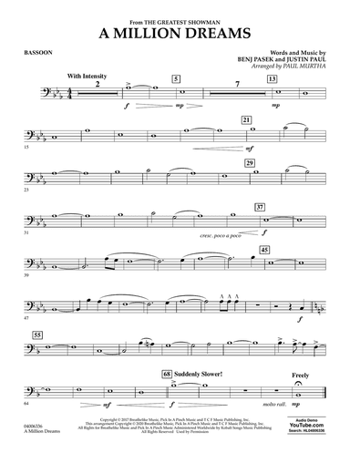 A Million Dreams (from The Greatest Showman) (arr. Paul Murtha) - Bassoon