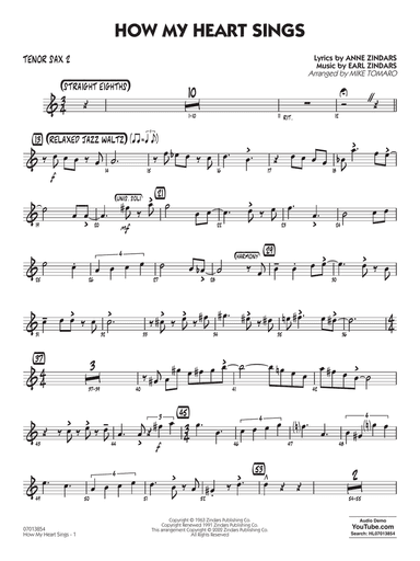 How My Heart Sings (arr. Mike Tomaro) - Tenor Sax 2