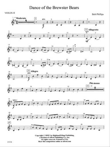 Dance of the Brewster Bears: 2nd Violin