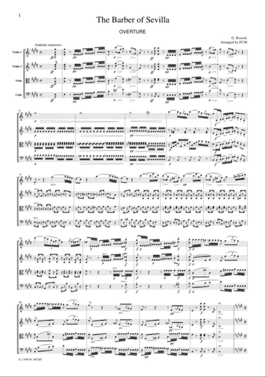 Rossini Overture to The Barber of Seville, for string quartet, CR101