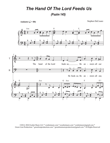The Hand Of The Lord Feeds Us (Psalm 145) (2-part choir - (TB)