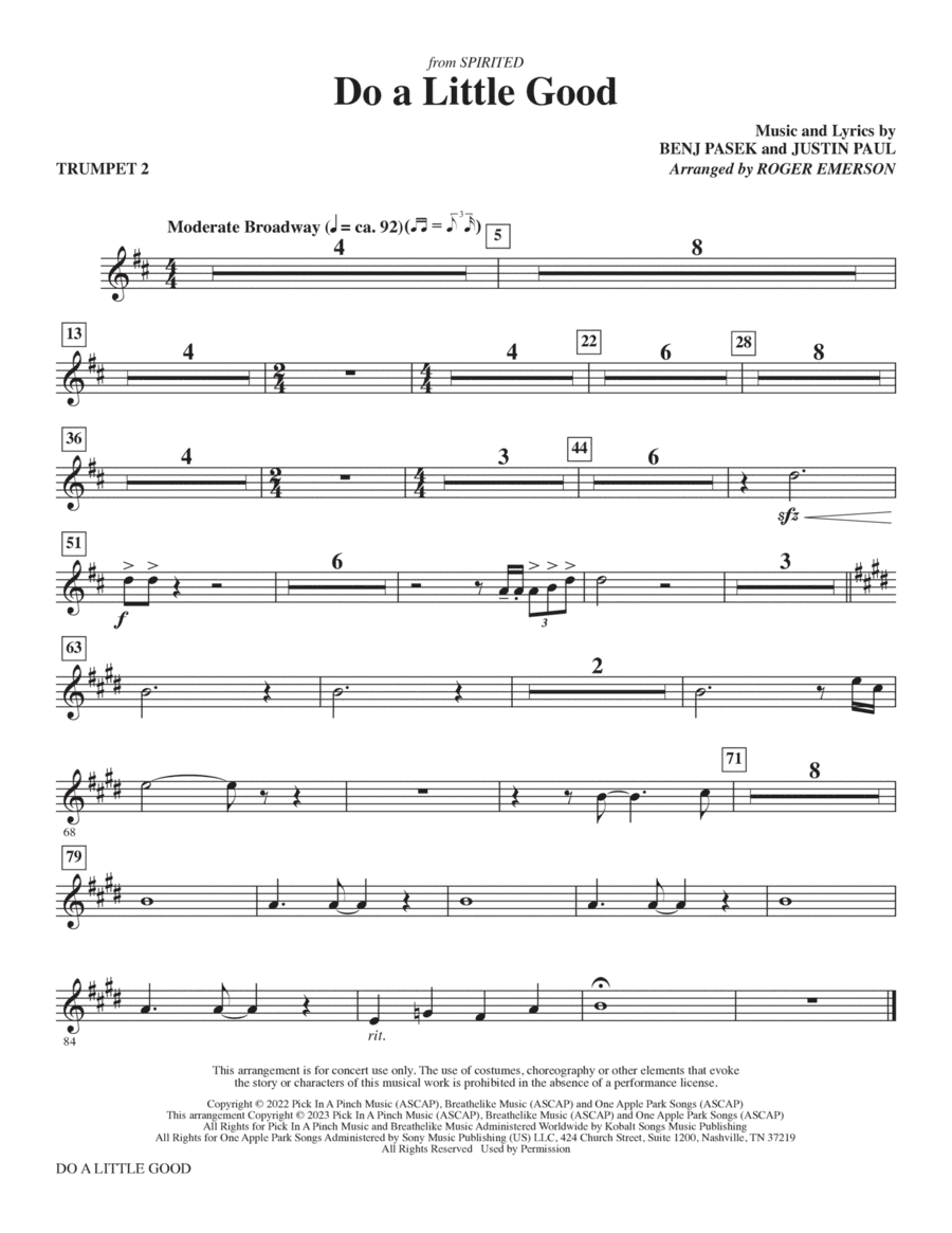 Do A Little Good (from Spirited) (arr. Roger Emerson) - Trumpet 2