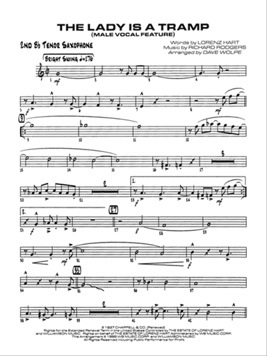 The Lady Is a Tramp: 2nd B-flat Tenor Saxophone