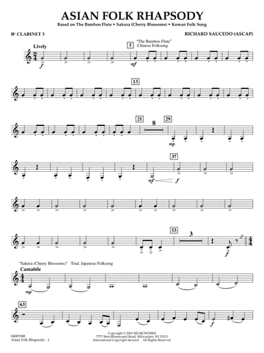 Asian Folk Rhapsody - Bb Clarinet 3