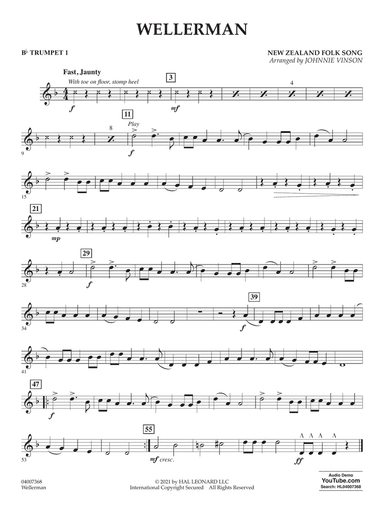 Wellerman (arr. Johnnie Vinson) - Bb Trumpet 1