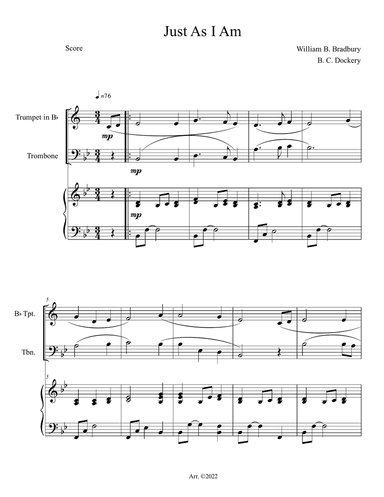 Just As I Am (Trumpet and Trombone Duet with Piano)