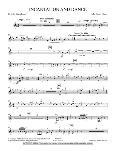 Incantation and Dance - Eb Alto Sax 1