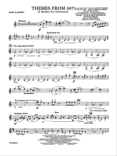Themes from 007: 1st B-flat Clarinet