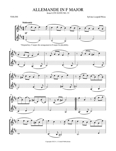 Allemande in F Major (from Lute Suite No. 33)