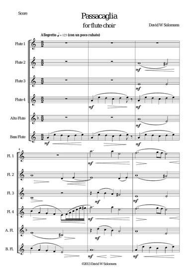 Passacaglia for flute sextet or flute choir