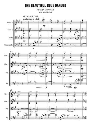 The Beautiful Blue Danube for String Quartet