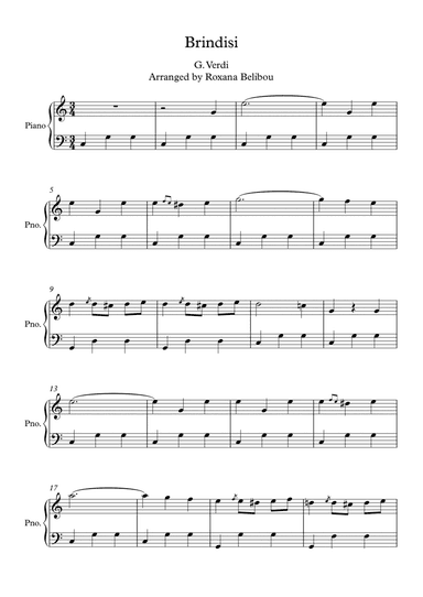 Brindisi from Traviata Easy Piano